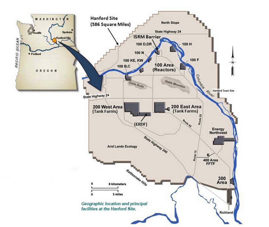 Hanford was used to produce plutonium for the nation’s nuclear weapons program during World War II and the Cold War. Environmental cleanup is underway now. Courtesy Department of Energy