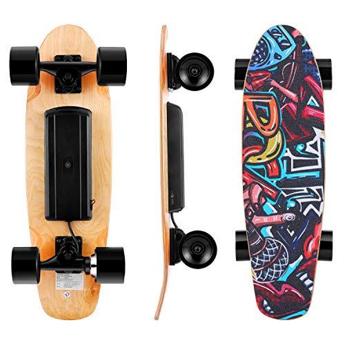 2) Electric Skateboard Complete with Wireless Remote Control 350W Motor, 7 Lays Maple Longboard, Three-Speed Adjustable, Skate Boards Great for Teenager and Adult