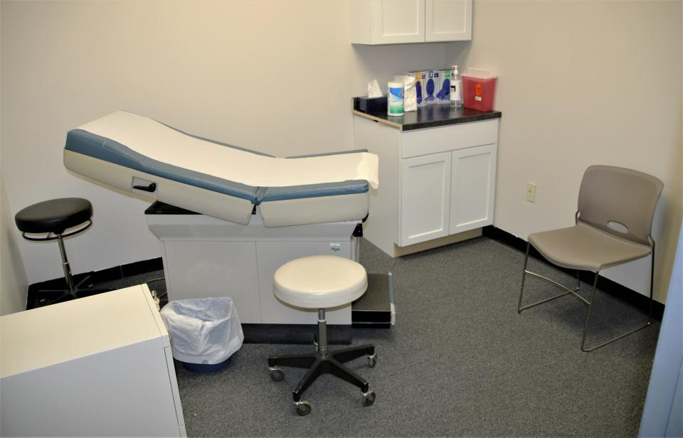 This is one of the two examination rooms available at Grace Clinic Marion. The free clinic is located at 148 Court St. in the Leapin' Outreach Center facility in downtown Marion.