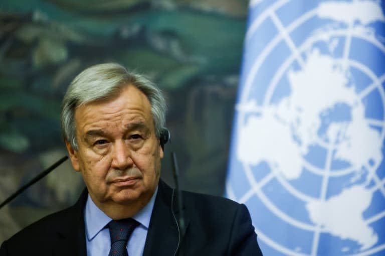 Le secrétaire général de l'ONU Antonio Guterres, le 12 mai 2021 à Moscou - MAXIM SHEMETOV © 2019 AFP