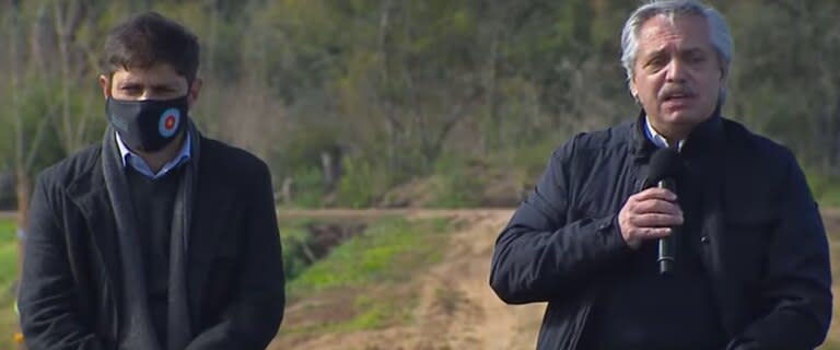 El presidente Alberto Fernández en el acto en Mercedes donde dijo la polémica frase