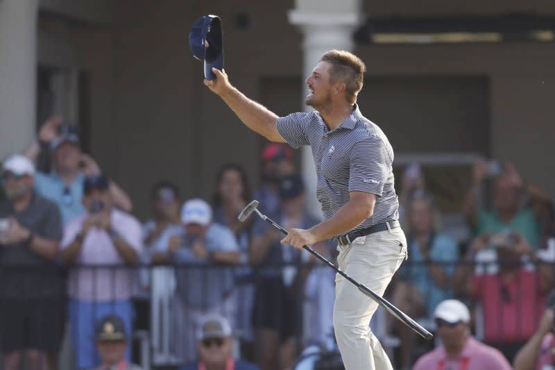 Bryson DeChambeau celebrates after winning the 124th U.S. Open on Sunday at Pinehurst Resort & Country Club in Pinehurst, N.C. Photo by John Angelillo/UPI