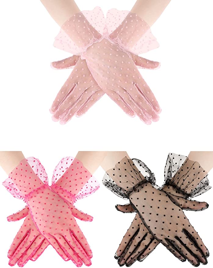 Photo: Geyoga. 3 Pairs Lace Gloves. Amazon.
