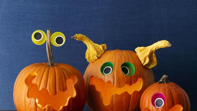 Pumpkin Cut Creepy Faces Set Stock Illustration - Download Image