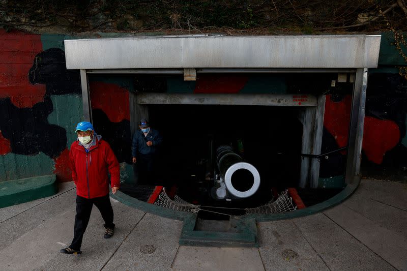 FILE PHOTO: Tourist visit a bunk in Kinmen