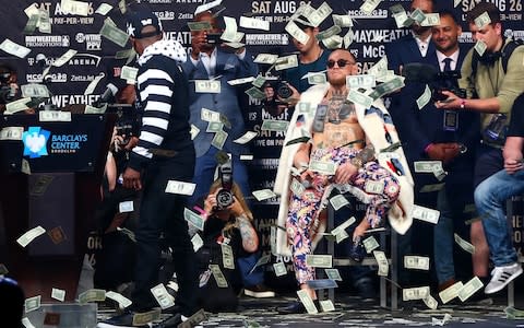 More than most bouts, the promotion for the Mayweather-McGregor fight has resembled a pantomine - Credit: Mike Stobe/Getty Images