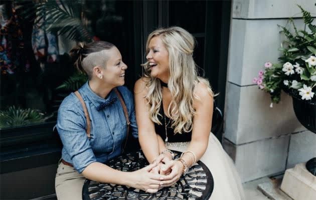 Shannon Kennedy, left, and Julie Ann Samanas were turned away from a bridal boutique because they’re gay. Photo: Tara Beth Photography