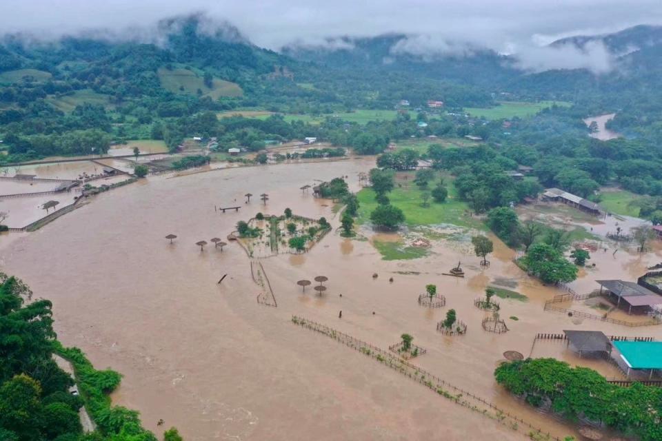 A drone picture shows extent of flooding in areas surround the sanctuary (The Elephant Nature Park)