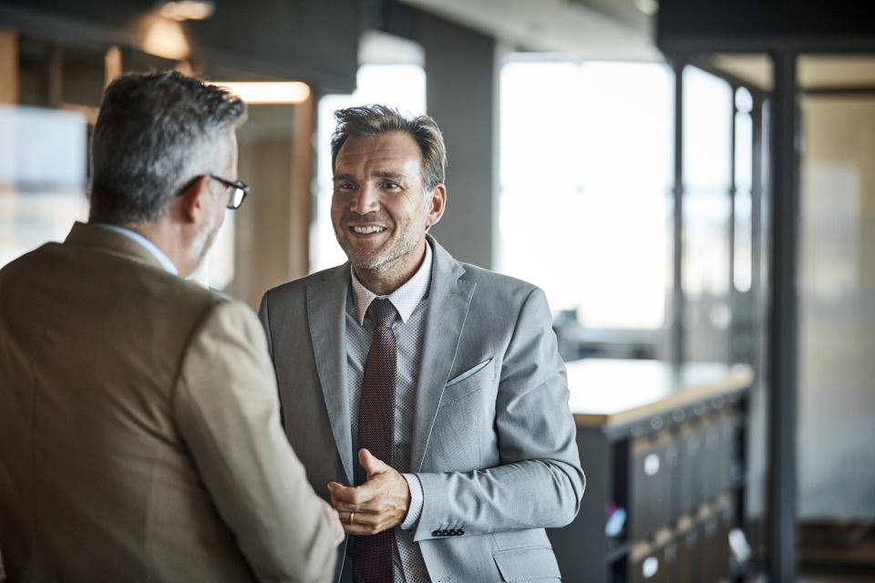 two men talking