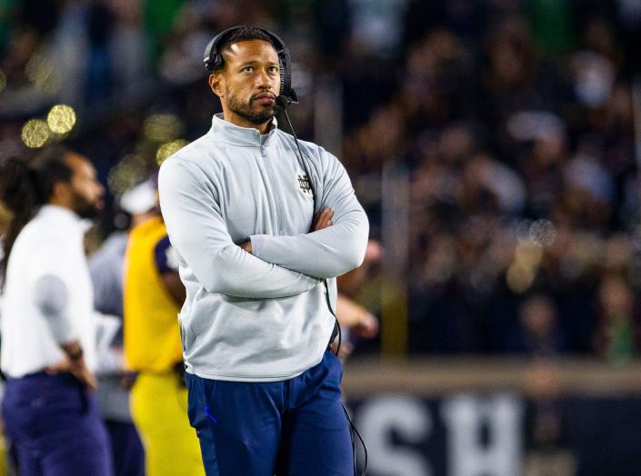New Notre Dame coach Marcus Freeman became the linebackers coach at Kent State in 2011 a year after his NFL playing career was cut short by a heart condition.
