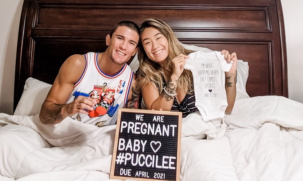 MMA fighter Angela Lee with husband Pucci announcing her pregnancy. (PHOTO: Angela Lee/Facebook)