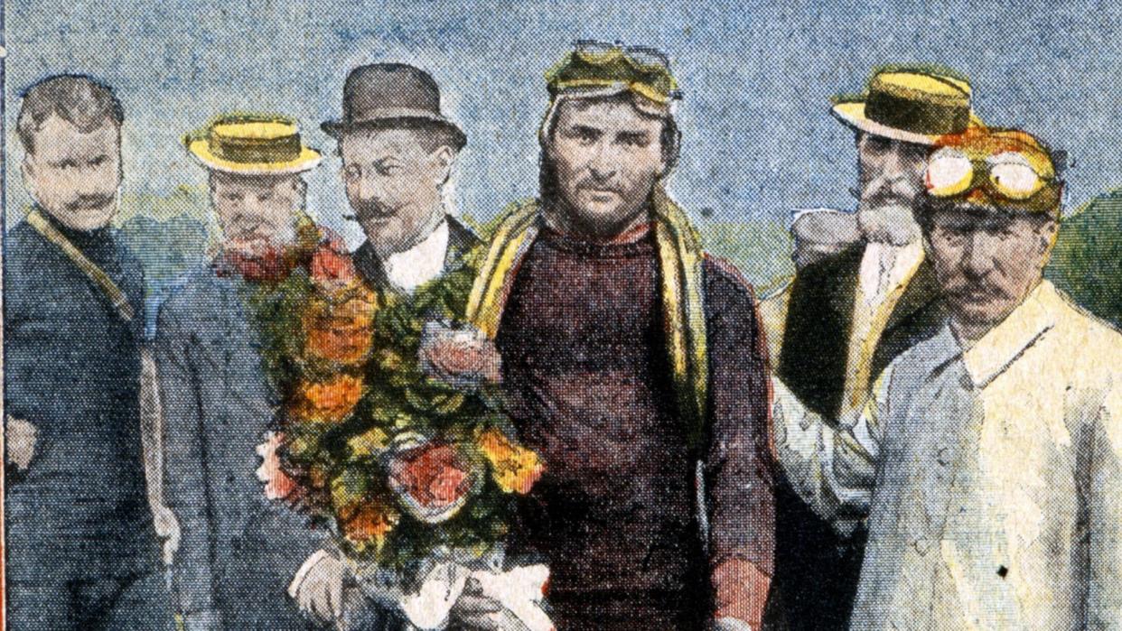 Mandatory Credit: Photo by Kharbine-Tapabor/Shutterstock (6051068w)Fran?ois FABER, 1887-1915, wins the Tour de France, 1909, illustrationArt (Portraits) - various.