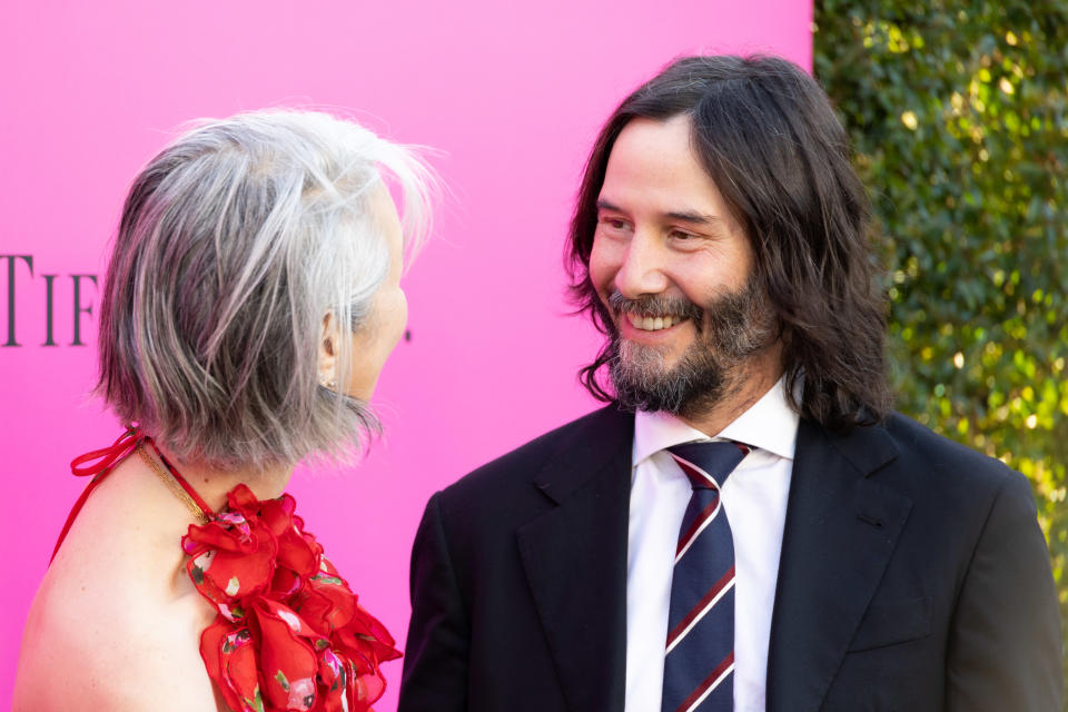 LOS ANGELES, CALIFORNIA - APRIL 15: Alexandra Grant (L) and Keanu Reeves attend the MOCA Gala 2023 at The Geffen Contemporary at MOCA on April 15, 2023 in Los Angeles, California. (Photo by Elyse Jankowski/FilmMagic)