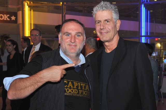 <p>Larry French/Getty</p> Chef Jose Andres and Host Athony Bourdain attend the DC Central Kitchen's Capital Food Fight event at Ronald Reagan Building on November 11, 2014 in Washington, DC.