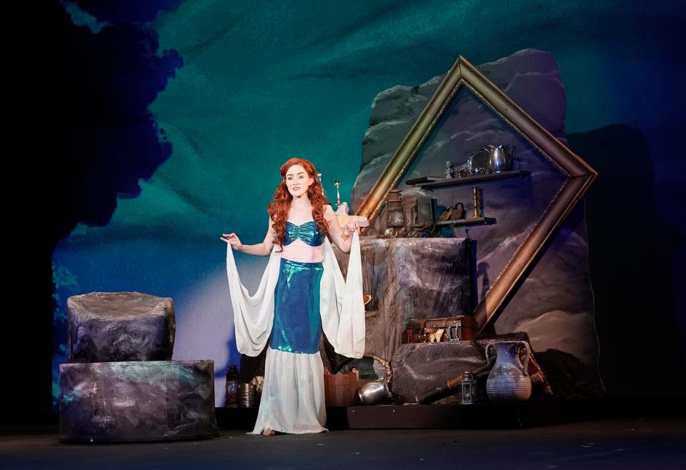 Ariel, played by Emma Skaggs, sings "Part of Your World" in a scene from "The Little Mermaid" at the Croswell Opera House.
