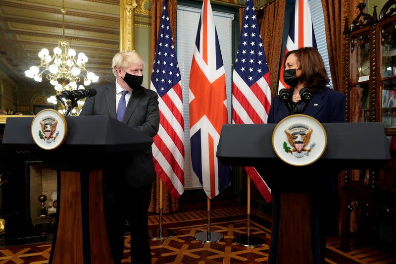 U.S. Vice President Harris meets with Britain’s Prime Minister Johnson in Washington
