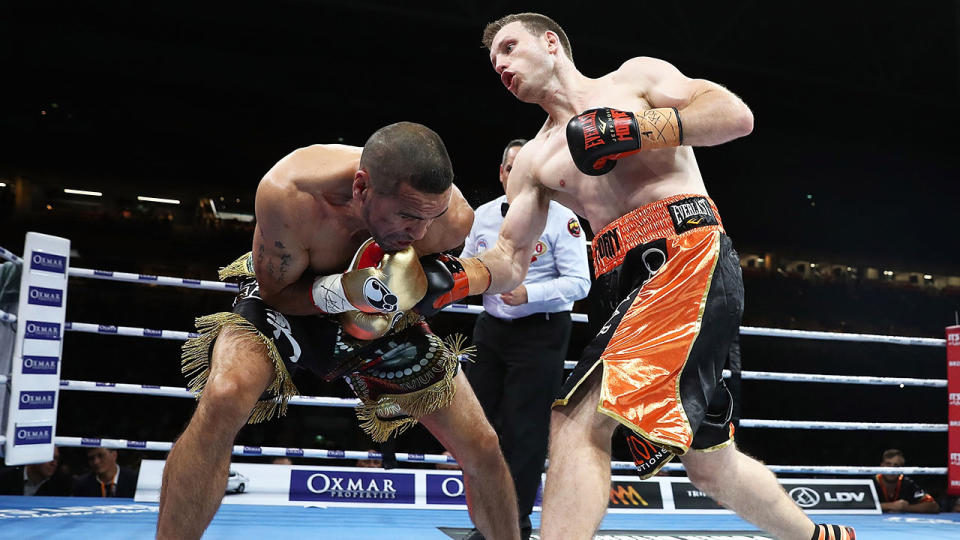 Jeff Horn monsters Anthony Mundine. Pic: Getty