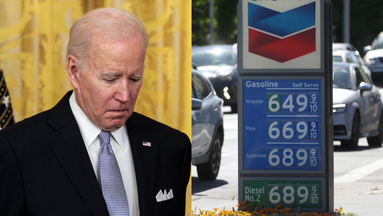 President Biden; gas prices in San Francisco, California on May 20, 2022