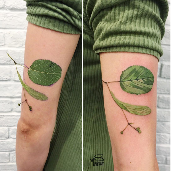 This artist uses actual nature as a stencil for her tattoos