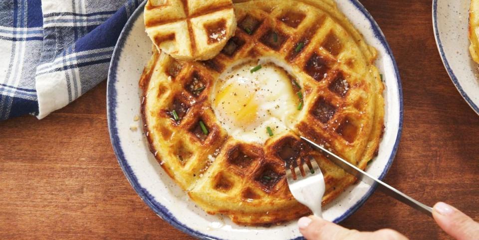 Savory Parm Waffle Egg In A Hole