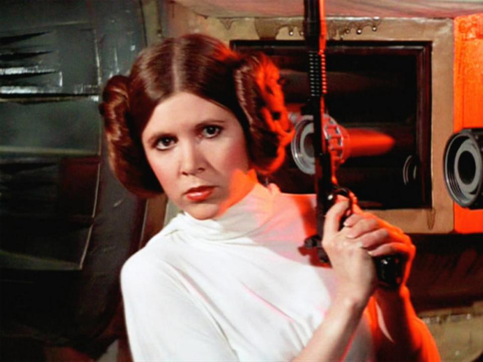 Actress Carrie Fisher, seen in her most famous role of Princess Leia in “Star Wars,” was also an author and screenwriter.