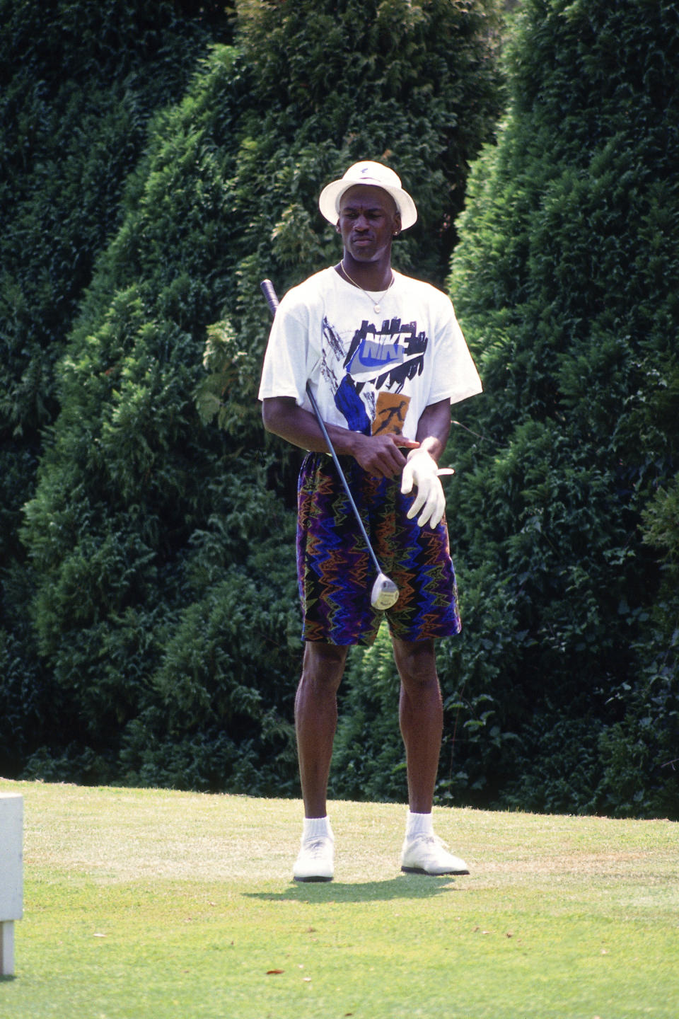 Michael Jordan plays golf in Barcelona, Spain during the 1992 Summer Olympics. (Photo by Andrew D. Bernstein/NBAE via Getty Images)