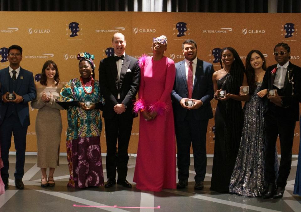 Prince William poses with award winners during the Diana Legacy Awards at the Science Museum in London on Thursday. via REUTERS