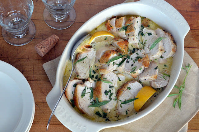 <strong>Get the <a href="http://theviewfromgreatisland.com/2012/01/roast-chicken-breasts-with-tarragon-and-mustard-sauce.html" target="_blank">Chicken Breasts with Tarragon and Mustard Sauce recipe</a> from The View From The Great Island</strong>