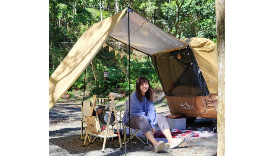魚乾表示露營的感受和住飯店有很大的不同，也鼓勵網友可以嘗試露營活動感受不同的休閒體驗。(圖片來源/ 翻攝自魚乾 Annie FB)