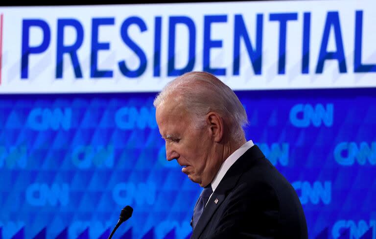 El presidente demócrata Joe Biden durante el debate del jueves con Donald Trump