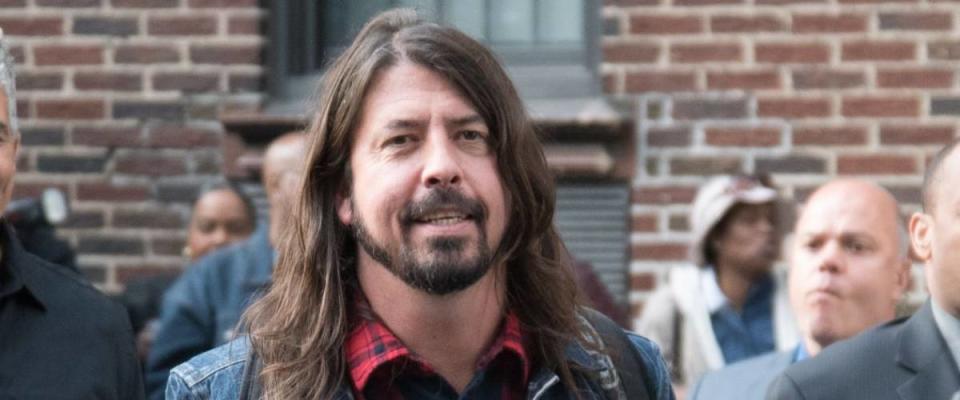 New York, NY / USA - May 20, 2015: David Grohl and Pat Smear of Foo Fighters leaving the Ed Sullivan Theater after their performance on the final episode of Late Night With David Letterman.