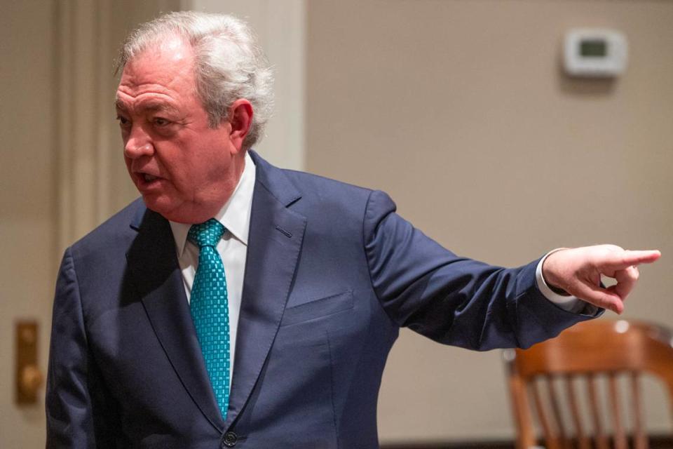 Defense attorney Dick Harpootlian delivers opening statement in Alex Murdaugh’s trial for murder at the Colleton County Courthouse on Wednesday, January 25, 2023. Joshua Boucher/The State/Pool