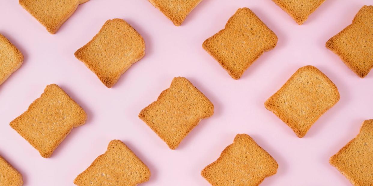 Slice of Toasted Bread on Pink Background