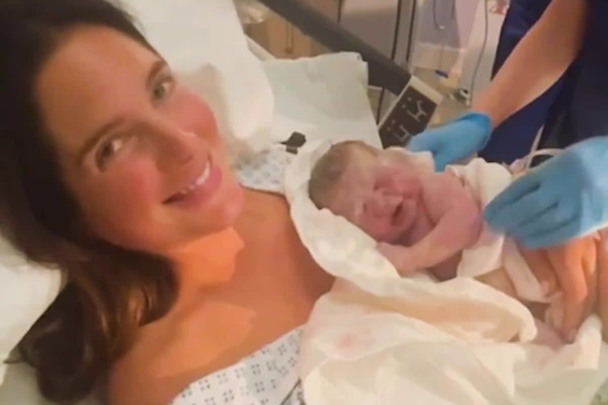 The 32-year-old reality star revealed she had given birth to a baby boy on April 15 at 10.45pm  (Binky Felstead/Instagram)