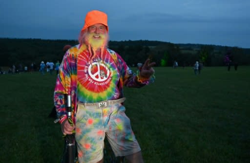 Aging hippies were out in full force on the 50th anniversary to the day of Woodstock's kickoff