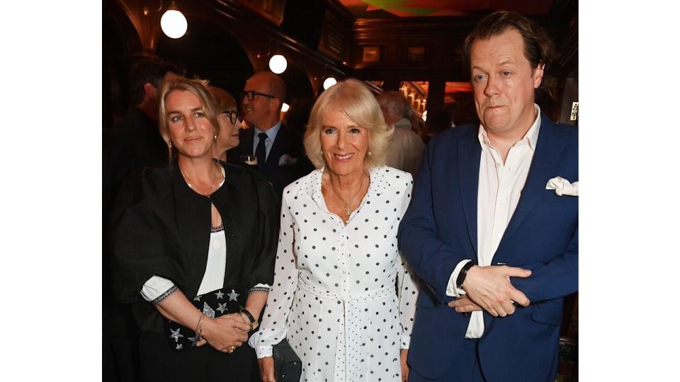 Laura Lopes standing with Queen Camilla and Tom Parker Bowles