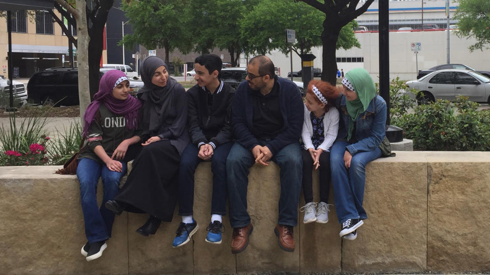 Bahia Amawi, 2nd from left, with her children and husband as seen in <em>Boycott</em>.<span class="copyright">Courtesy Just Vision</span>