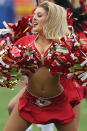<p>A Chiefs cheerleader performs before fourth quarter of a week 2 NFL game between the Philadelphia Eagles and Kansas City Chiefs on September 17th, 2017 at Arrowhead Stadium in Kansas City, MO. The Chiefs won 27-20. (Photo by Scott Winters/Icon Sportswire) </p>
