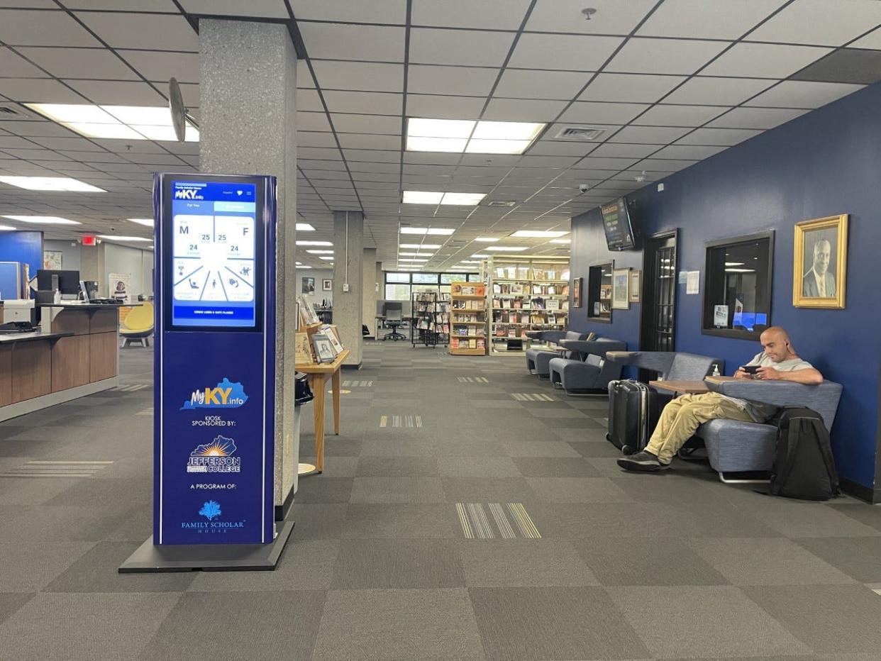 The MyKy.info kiosk inside the library at Jefferson Community and Technical College.