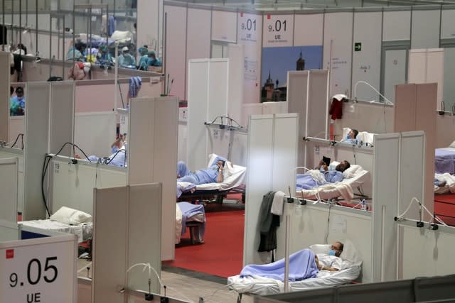 A temporary field hospital in Madrid