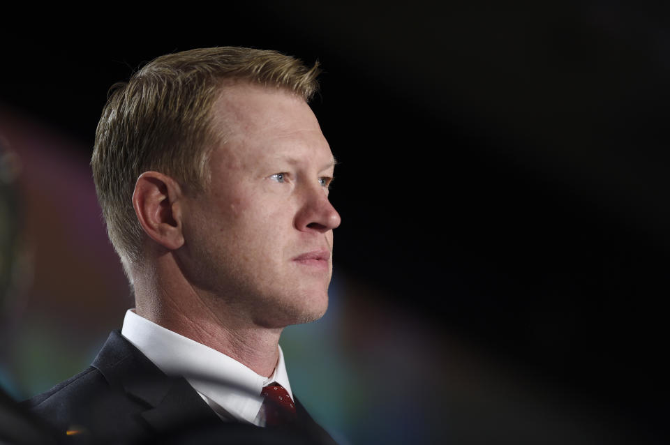 Police have arrested a 17-year old girl in connection with a burglary that saw Air Jordans and football helmets stolen from the home of Nebraska coach Scott Frost. (AP)