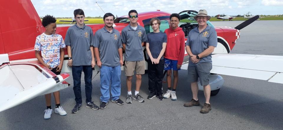 From left, Xavier Murphy, Erich Mullin, Aaron May, Tyler Mullin, Alexander Edwards, Terrance Murphy and Tim MacKenzie, assistant scoutmaster.