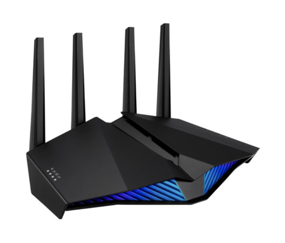 ASUS 6-Stream Wireless Wi-Fi 6 Gaming Router in black and blue