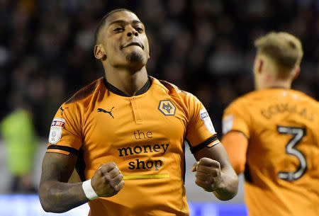 Soccer Football - Championship - Wolverhampton Wanderers vs Bolton Wanderers - Molineux Stadium, Wolverhampton, Britain - November 25, 2017 Wolverhampton Wanderers' Ivan Cavaleiro celebrates scoring their third goal Action Images/Paul Burrows