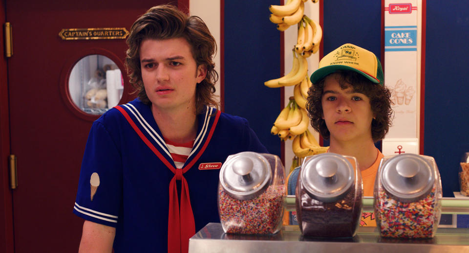 Joe Keery and Gaten Matarazzo in Stranger Things S3 (Netflix)