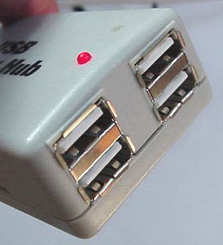 <b>A typical four-port USB hub accepts four "A" connections.</b>