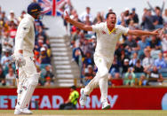 Cricket - Ashes test match - Australia v England - WACA Ground, Perth, Australia, December 18, 2017. Australia's Josh Hazlewood celebrates after dismissing England's Craig Overton during the fifth day of the third Ashes cricket test match. REUTERS/David Gray