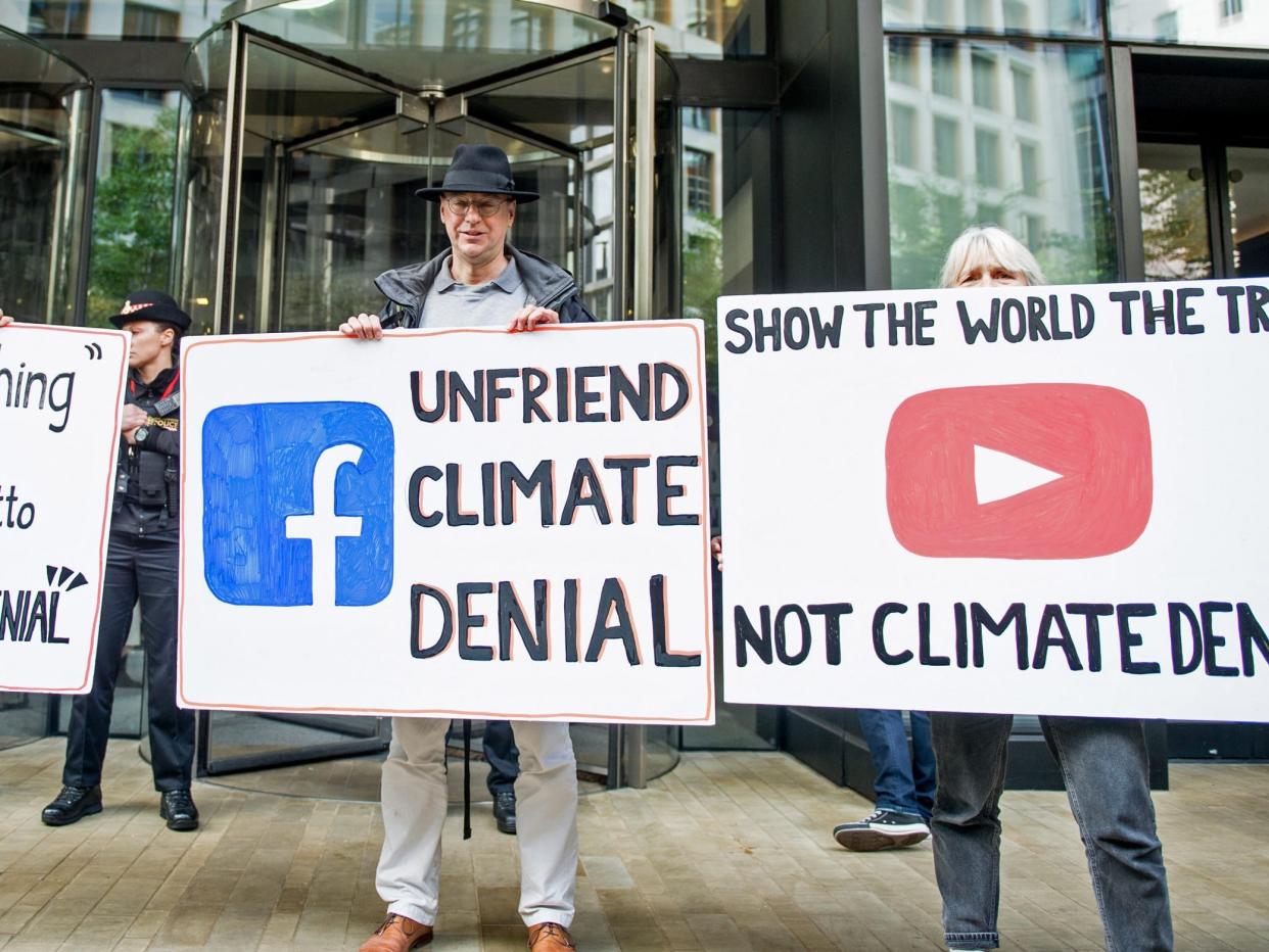 LONDON, ENGLAND - OCTOBER 16: An Extinction Rebellion environmental activist mother group protest outside Google UK HQ demanding they stop climate deniers profiting on their platforms on October 16, 2019 in London, England. The action comes days after a London wide ban on Extinction Rebellion was imposed by the Met Police. (Photo by Ollie Millington/Getty Images)