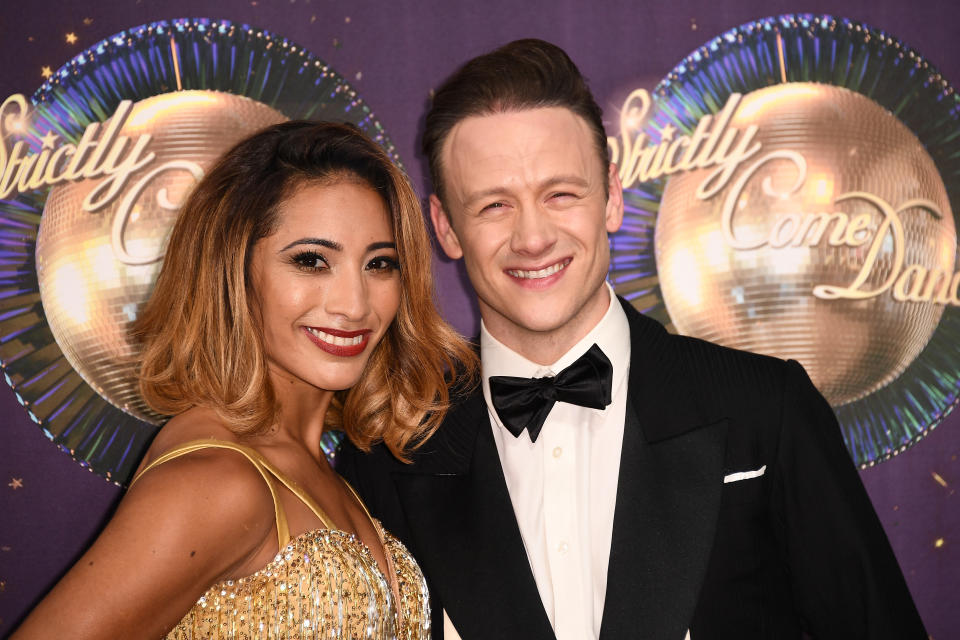 LONDON, ENGLAND - AUGUST 28:  Dancers Karen Clifton and husband Kevin Clifton attend the 'Strictly Come Dancing 2017' red carpet launch at The Piazza on August 28, 2017 in London, England.  (Photo by Gareth Cattermole/Getty Images)