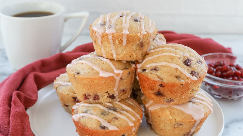 glazed muffins with red napkin